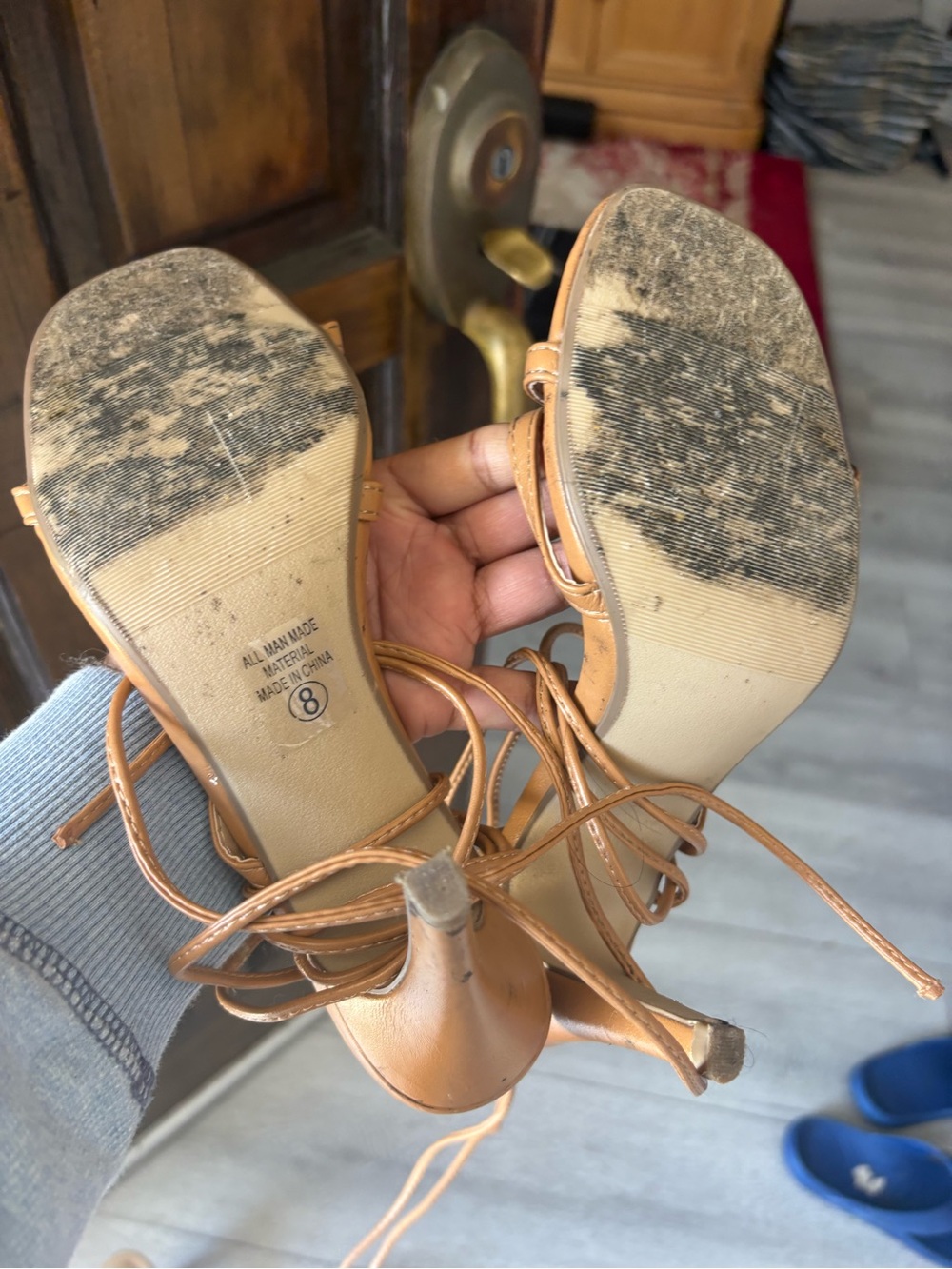 Women’s Tan Lace-Up Heeled Sandals